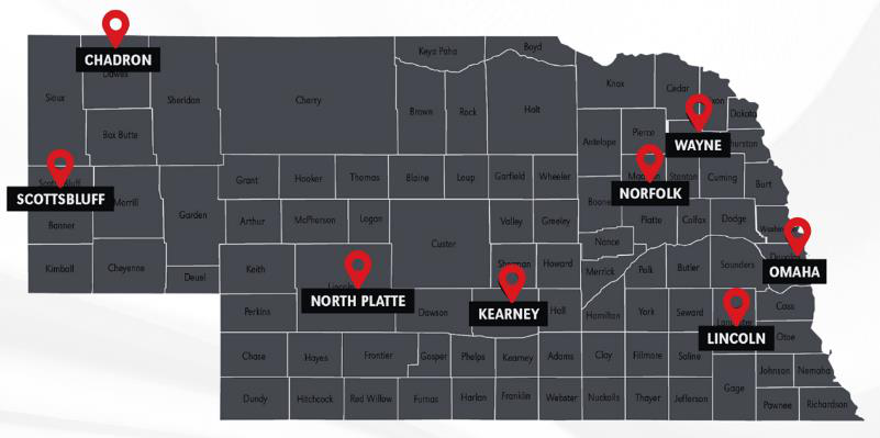 Map of Nebraska target regions for NA'WI engagements